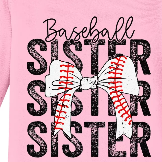 Baseball Sister Funny Baseball Life Softball Life Girl Baby Long Sleeve Bodysuit