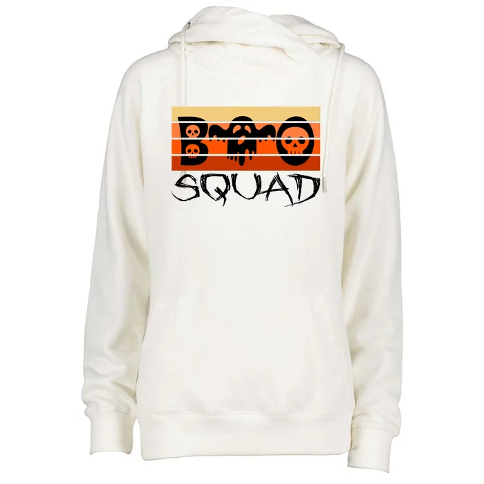 Boo Squad Funny Happy Halloween Cute Ghost Womens Funnel Neck Pullover Hood