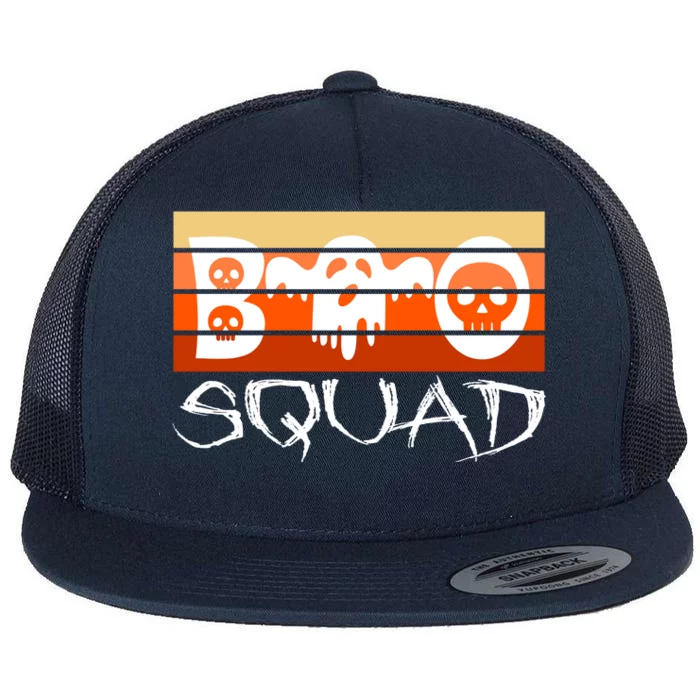 Boo Squad Funny Happy Halloween Cute Ghost Flat Bill Trucker Hat