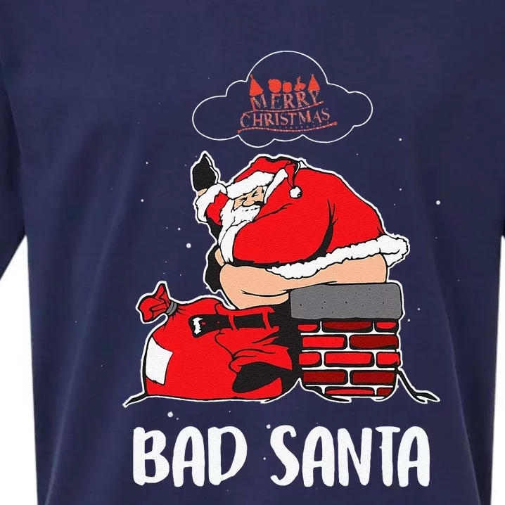 Bad Santa Funny Santa Xmas Christmas Pajamas Family Group Sueded Cloud Jersey T-Shirt