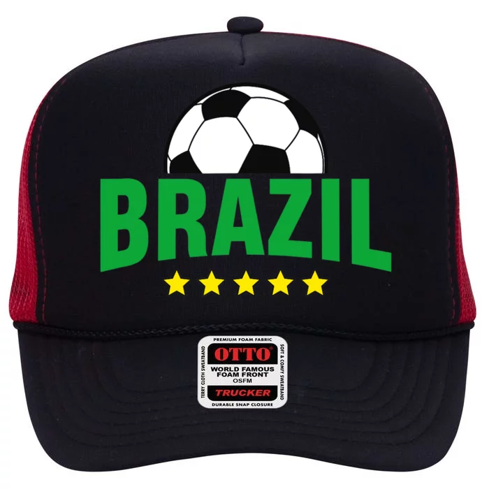 Brazil Soccer Fan High Crown Mesh Trucker Hat