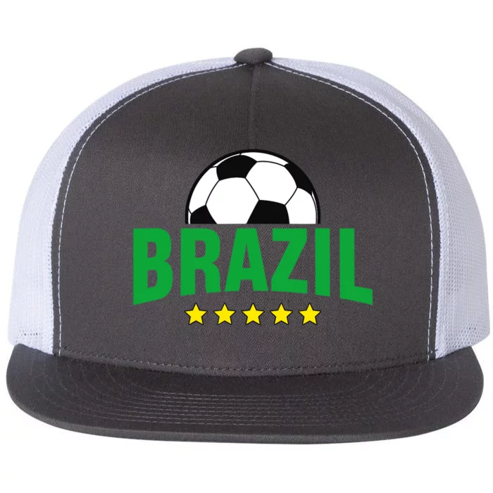 Brazil Soccer Fan Flat Bill Trucker Hat