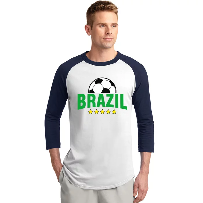 Brazil Soccer Fan Baseball Sleeve Shirt