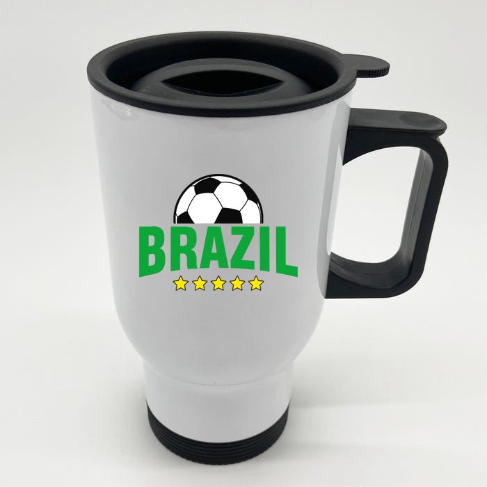 Brazil Soccer Fan Front & Back Stainless Steel Travel Mug