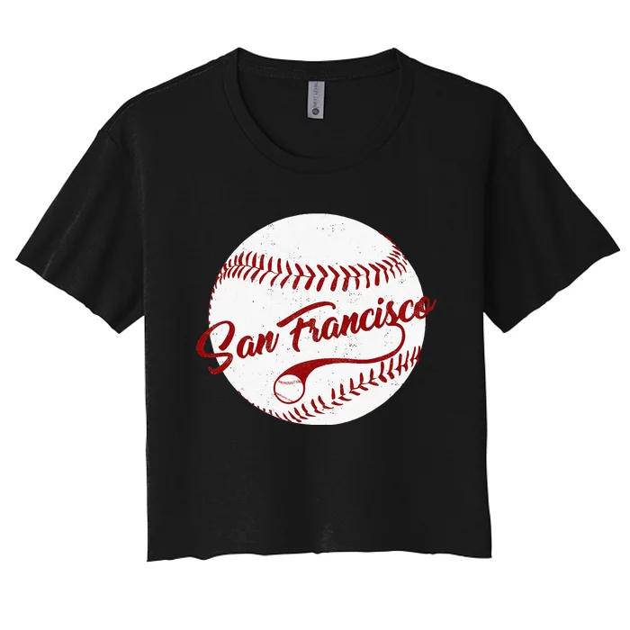 Baseball San Francisco Vintage Giant Ball National Pastime Women's Crop Top Tee