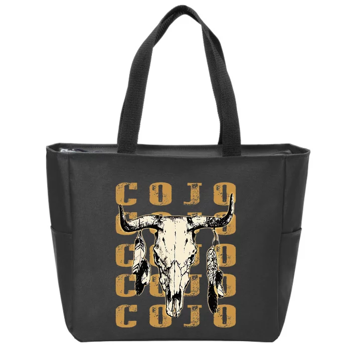 Bull Skull Flowers Music Outlaws 80s 90s Zip Tote Bag