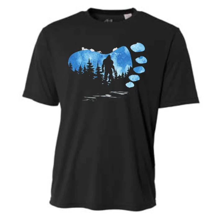 Bigfoot Sasquatch Full Moon In The Forest Cooling Performance Crew T-Shirt