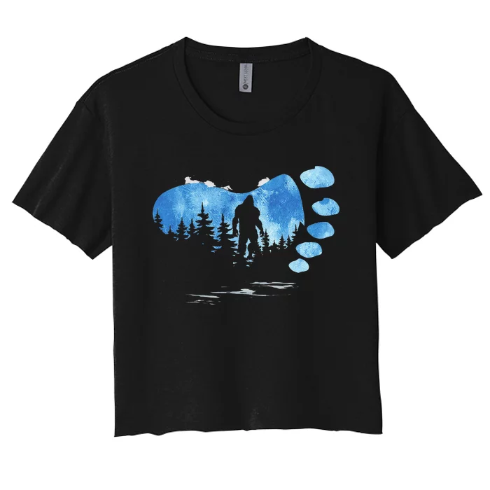 Bigfoot Sasquatch Full Moon In The Forest Women's Crop Top Tee