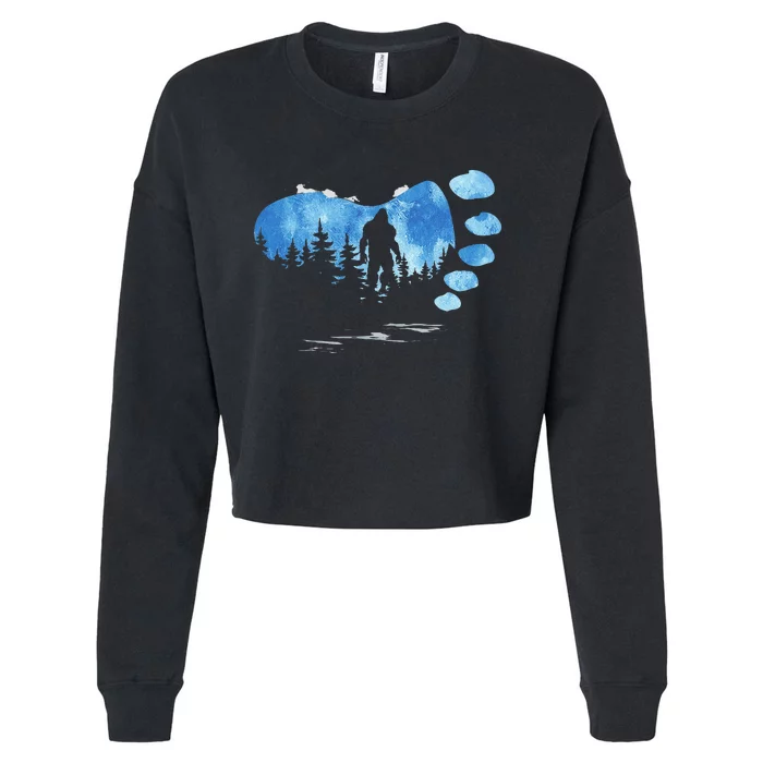 Bigfoot Sasquatch Full Moon In The Forest Cropped Pullover Crew