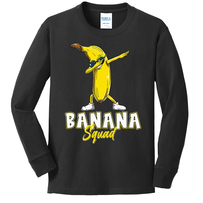 Banana Squad Funny Dabbing Banana Food & Dab Kids Long Sleeve Shirt