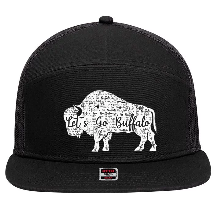 Buffalo Sports Fan Gear Let's Go Buffalo! 7 Panel Mesh Trucker Snapback Hat