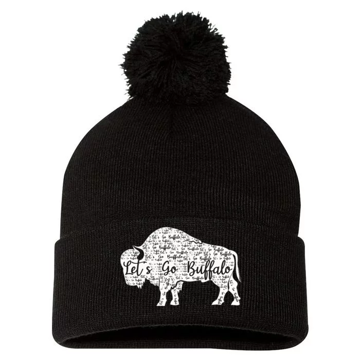 Buffalo Sports Fan Gear Let's Go Buffalo! Pom Pom 12in Knit Beanie