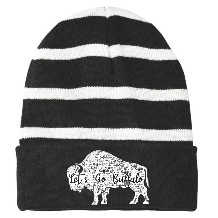 Buffalo Sports Fan Gear Let's Go Buffalo! Striped Beanie with Solid Band