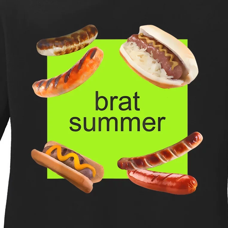 Brat Summer Funny Hot Dog Bratwurst Summer Ladies Long Sleeve Shirt