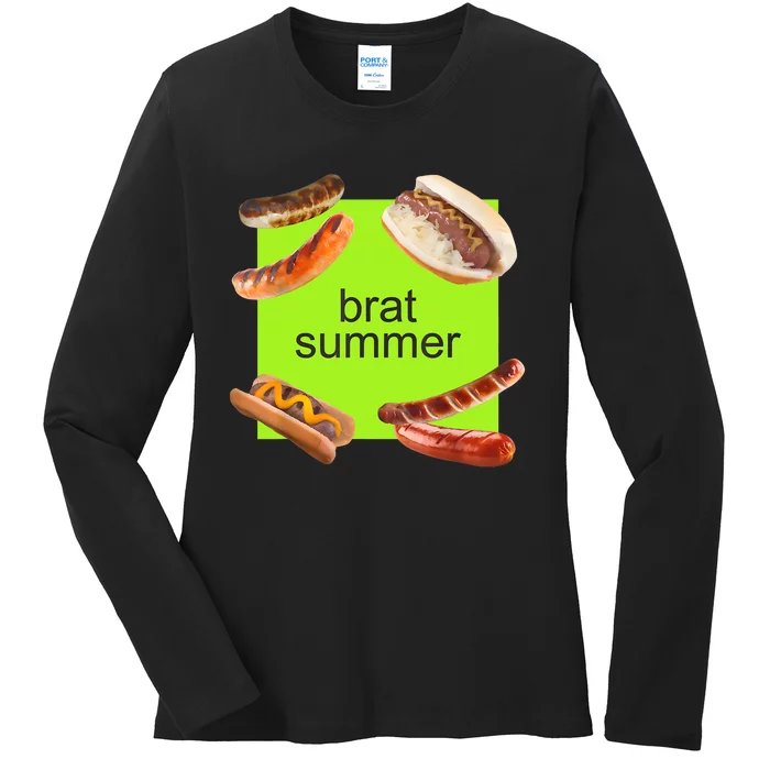 Brat Summer Funny Hot Dog Bratwurst Summer Ladies Long Sleeve Shirt