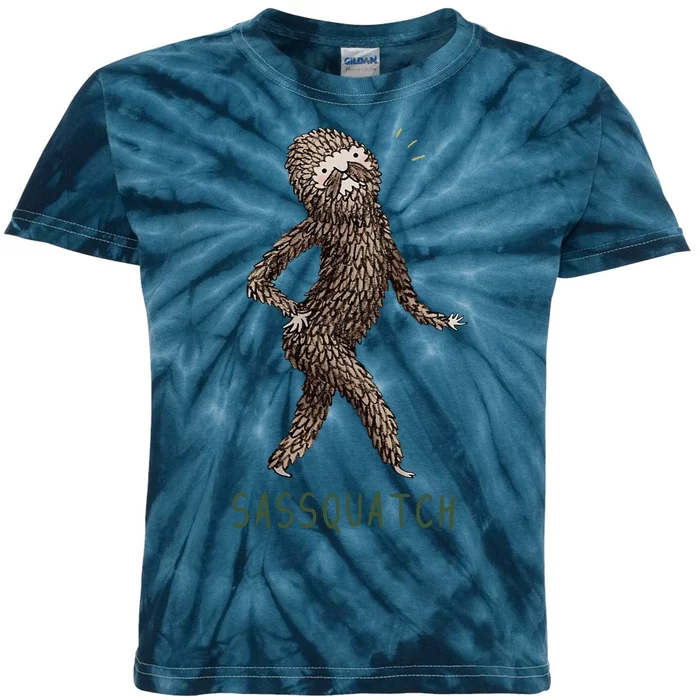 Bigfoot Sassquatch Funny Sassy Kids Tie-Dye T-Shirt