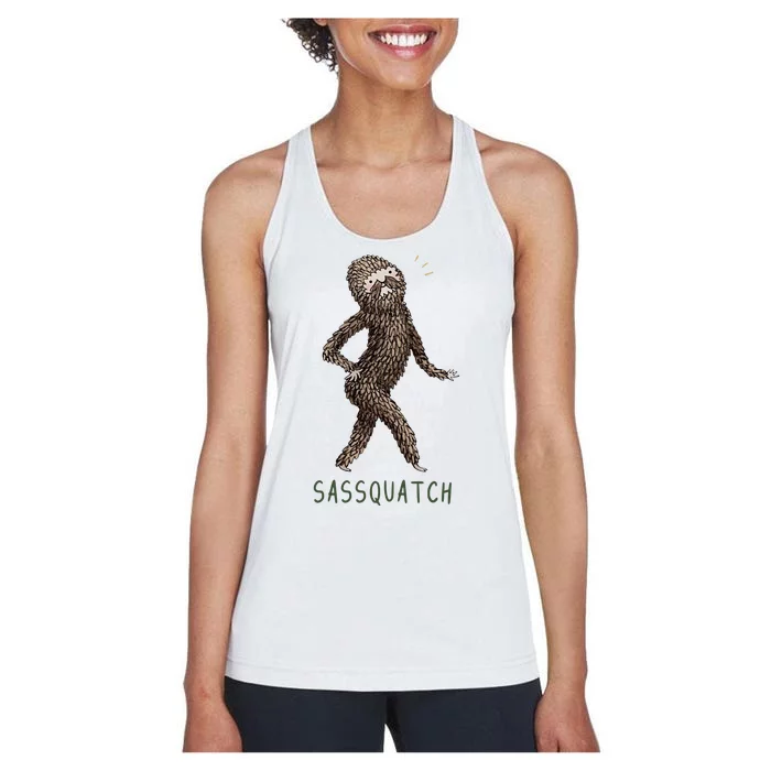 Bigfoot Sassquatch Funny Sassy Women's Racerback Tank