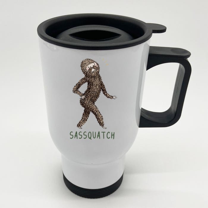 Bigfoot Sassquatch Funny Sassy Front & Back Stainless Steel Travel Mug