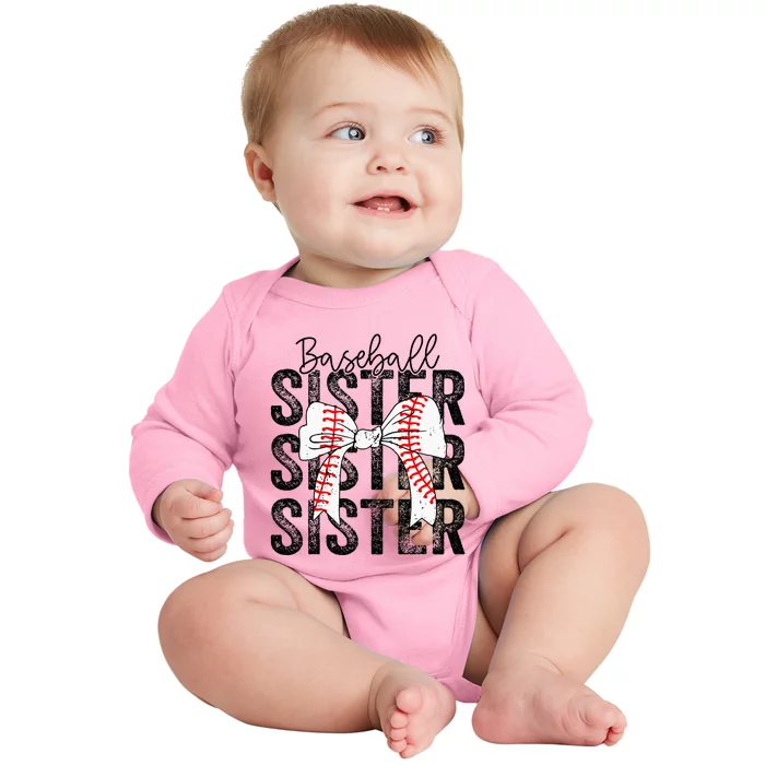 Baseball Sister Funny Baseball Life Softball Life Baby Long Sleeve Bodysuit