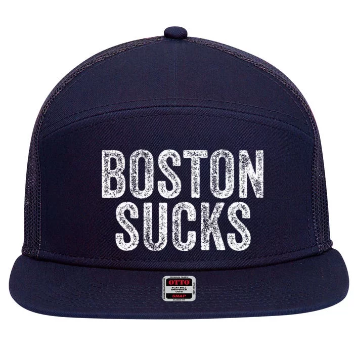 Boston Sucks Funny Hate City Gag Humor Sarcastic 7 Panel Mesh Trucker Snapback Hat