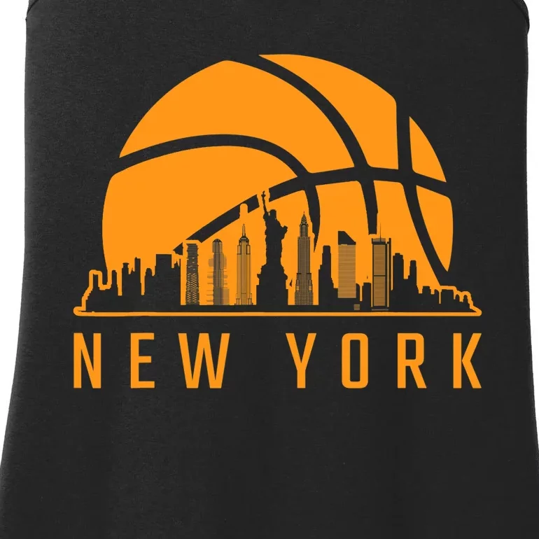 Basketball Sport Fans Player New York Game Day Skyline Ladies Essential Tank