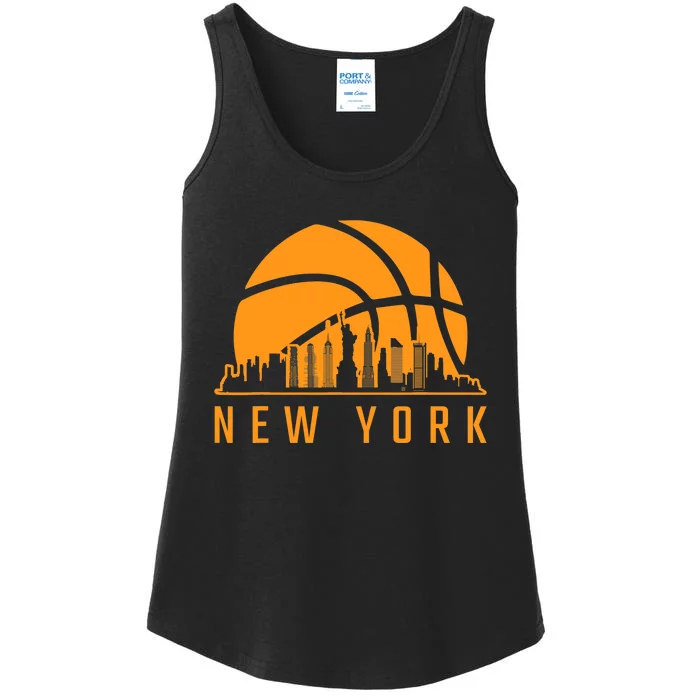 Basketball Sport Fans Player New York Game Day Skyline Ladies Essential Tank