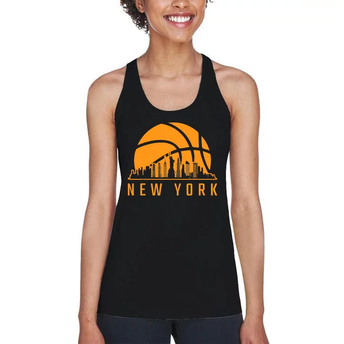 Basketball Sport Fans Player New York Game Day Skyline Women's Racerback Tank