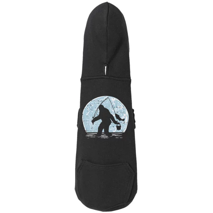 Bigfoot Sasquatch Fishing Moon Funny Fisherman Angler Gift Doggie 3-End Fleece Hoodie