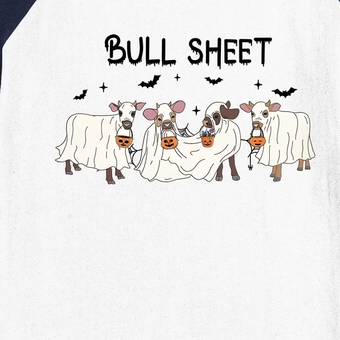 Bull Sheet Funny Halloween Ghost Cows Baseball Sleeve Shirt