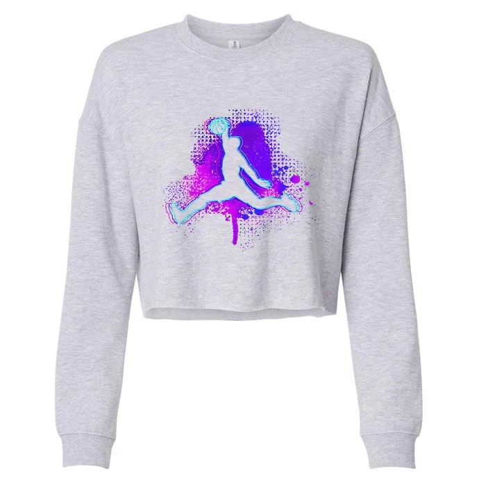 Basketball Sports Fan Player Slam Dunk Teens Cropped Pullover Crew