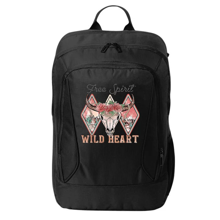 Bull Skull Free Spirit Wild Heart Valentine Western Rodeo City Backpack