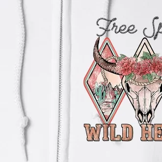 Bull Skull Free Spirit Wild Heart Valentine Western Rodeo Full Zip Hoodie