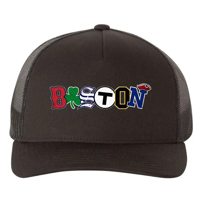 Boston Sports Fan City Pride Vintage Memorabilia Yupoong Adult 5-Panel Trucker Hat