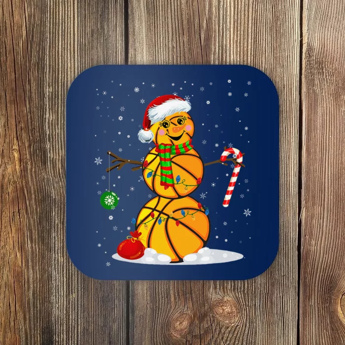 Basketball Snowman Funny Christmas Pajamas Matching Gifts Coaster