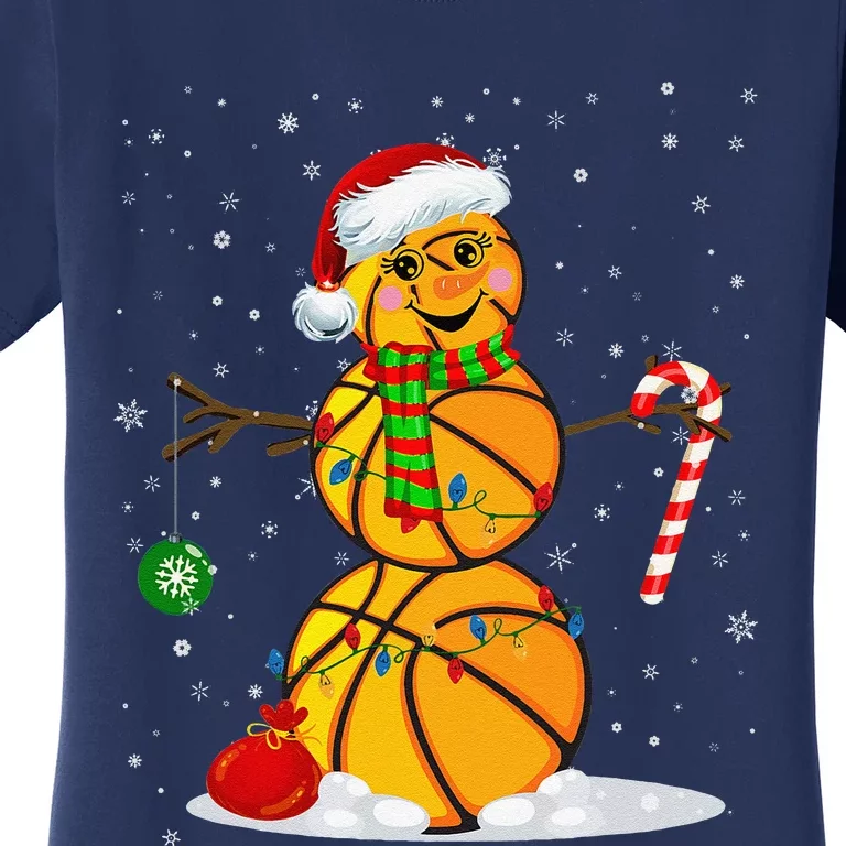 Basketball Snowman Funny Christmas Pajamas Matching Gifts Women's T-Shirt