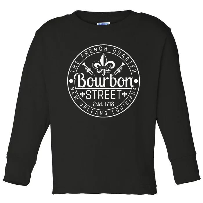 Bourbon Street French Quarter New Orleans Louisiana Est 1718 Toddler Long Sleeve Shirt