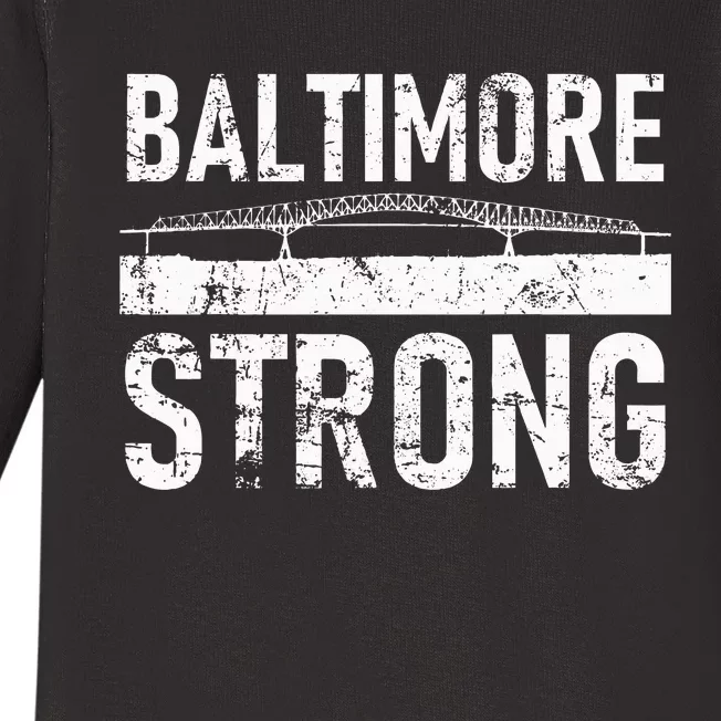 Baltimore Strong Francis Scott Key Bridge Baby Long Sleeve Bodysuit