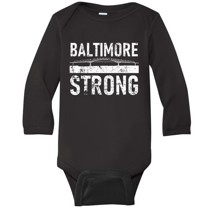 Baltimore Strong Francis Scott Key Bridge Baby Long Sleeve Bodysuit