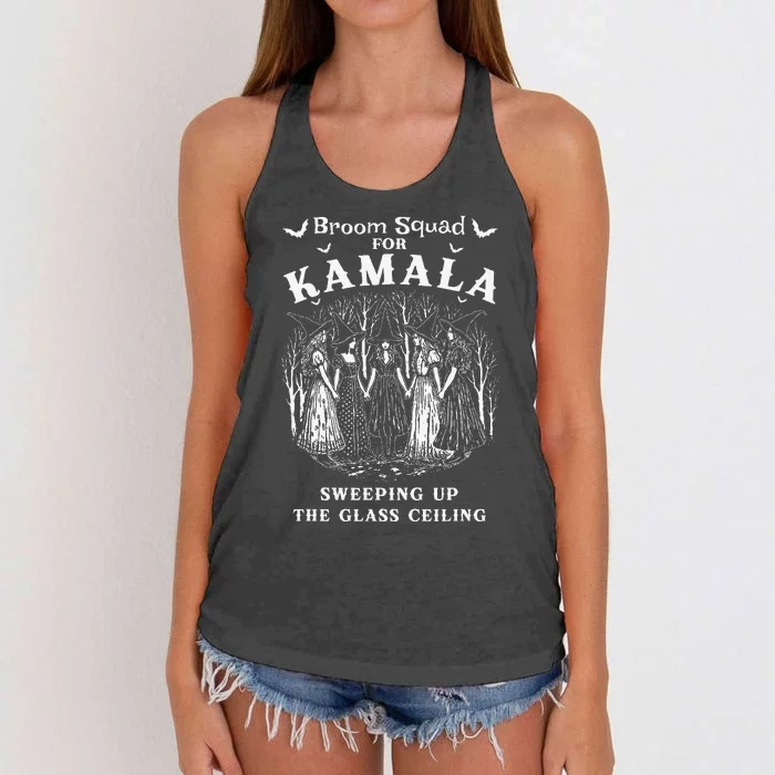 Broom Squad For Kamala Sweeping Up The Glass Ceiling Women's Knotted Racerback Tank