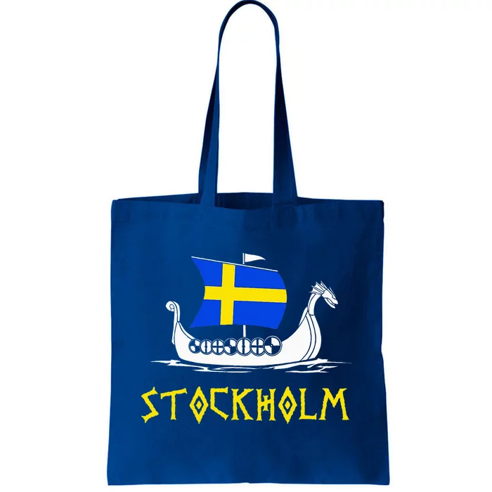 Boat Swedish Flag Sweden Viking Ship Stockholm Tote Bag