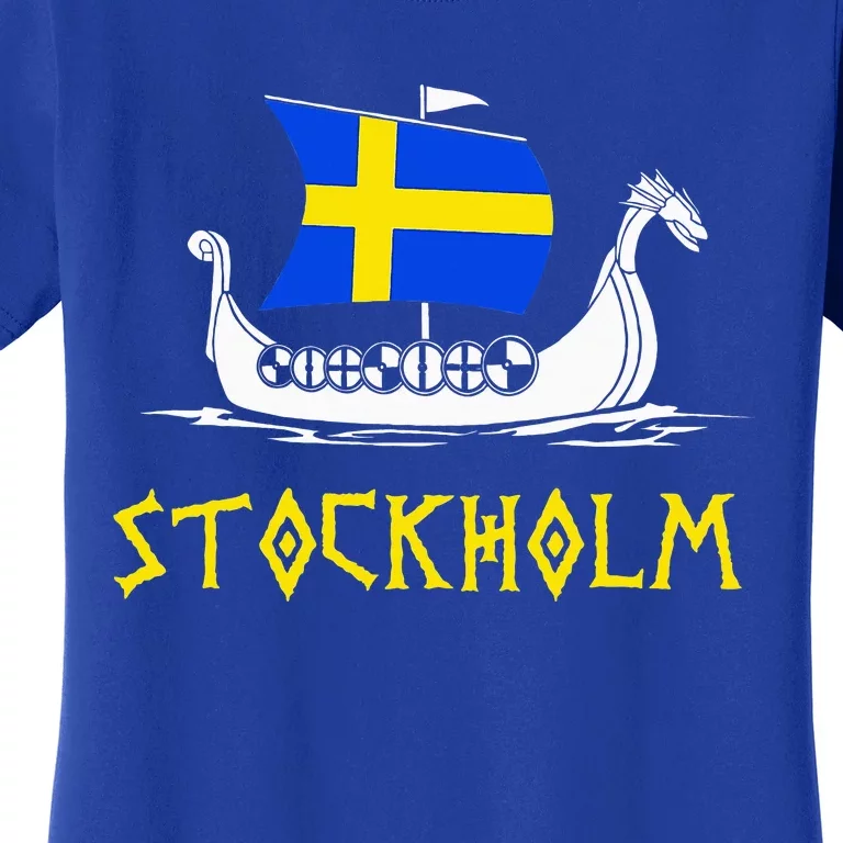 Boat Swedish Flag Sweden Viking Ship Stockholm Women's T-Shirt