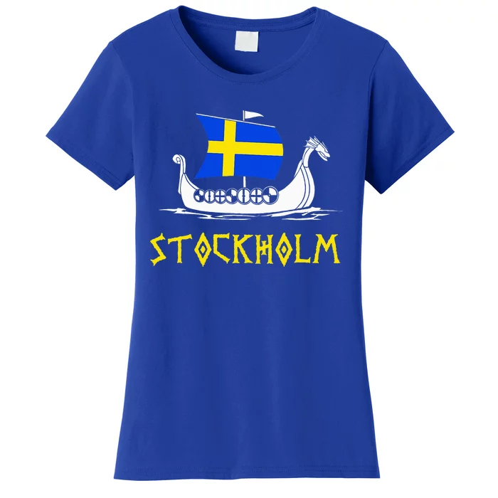 Boat Swedish Flag Sweden Viking Ship Stockholm Women's T-Shirt