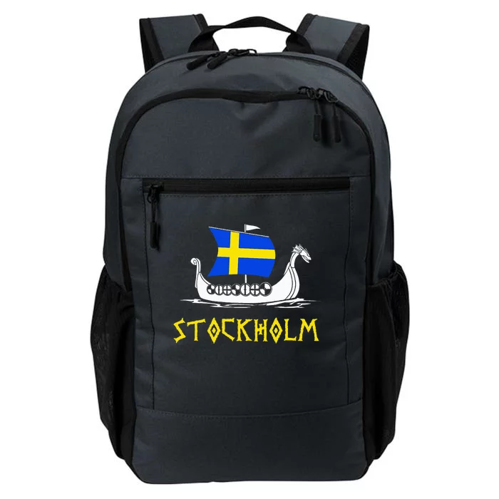 Boat Swedish Flag Sweden Viking Ship Stockholm Daily Commute Backpack