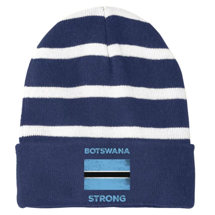 Botswana Strong Flag Of Botswana Country Of Botswana Striped Beanie with Solid Band