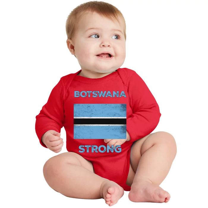 Botswana Strong Flag Of Botswana Country Of Botswana Baby Long Sleeve Bodysuit