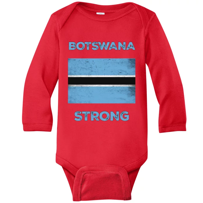 Botswana Strong Flag Of Botswana Country Of Botswana Baby Long Sleeve Bodysuit