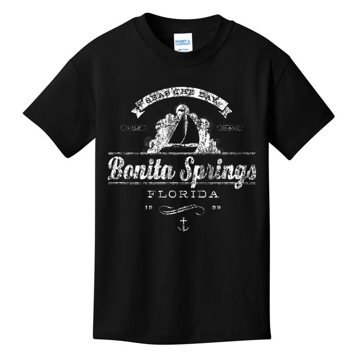 Bonita Springs Fl Sailboat Vintage Nautical Kids T-Shirt