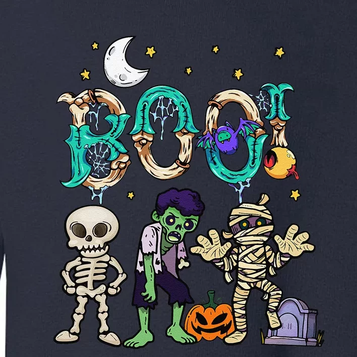 Boo! Spooky Funny Halloween Mummy Skeleton Pumpkin Apparel Toddler Sweatshirt