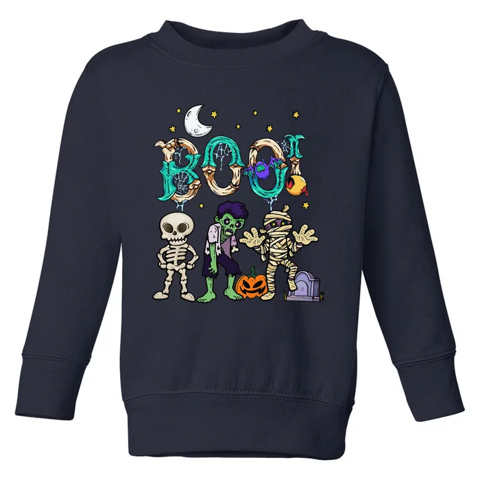 Boo! Spooky Funny Halloween Mummy Skeleton Pumpkin Apparel Toddler Sweatshirt