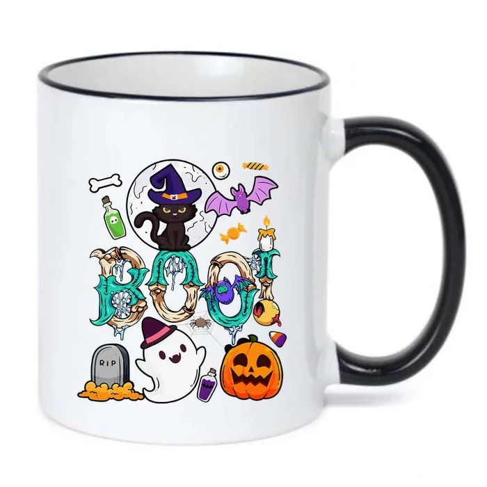 Boo! Spooky Funny Halloween Tomb Bat Pumpkin Ghost Apparel Black Color Changing Mug